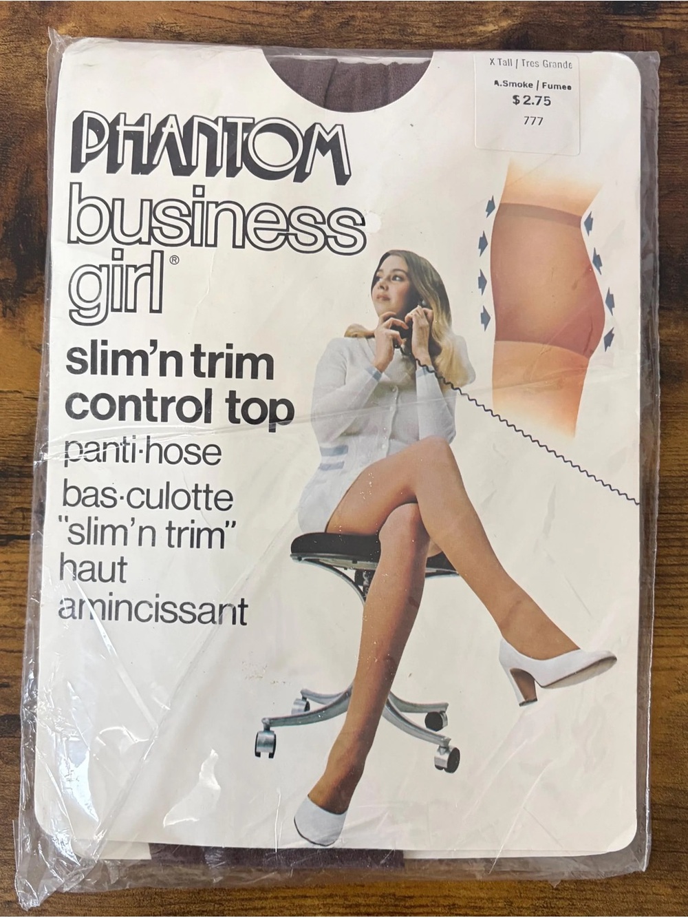 Unopened Vintage Nylon Hosiery Slim Control Top Pantyhose Smoke X-Tall Canadian